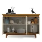 Aparador Buffet Flow 3 Portas Off White e Freijó - Lar Sereno - Imagem 4