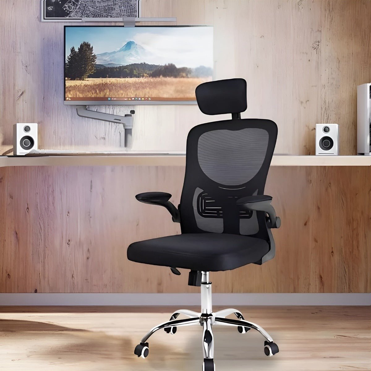 Kit 2 Cadeira De Escritório Giratória Preta Com Rodinhas Cor Preto - Lar Sereno - Imagem 5