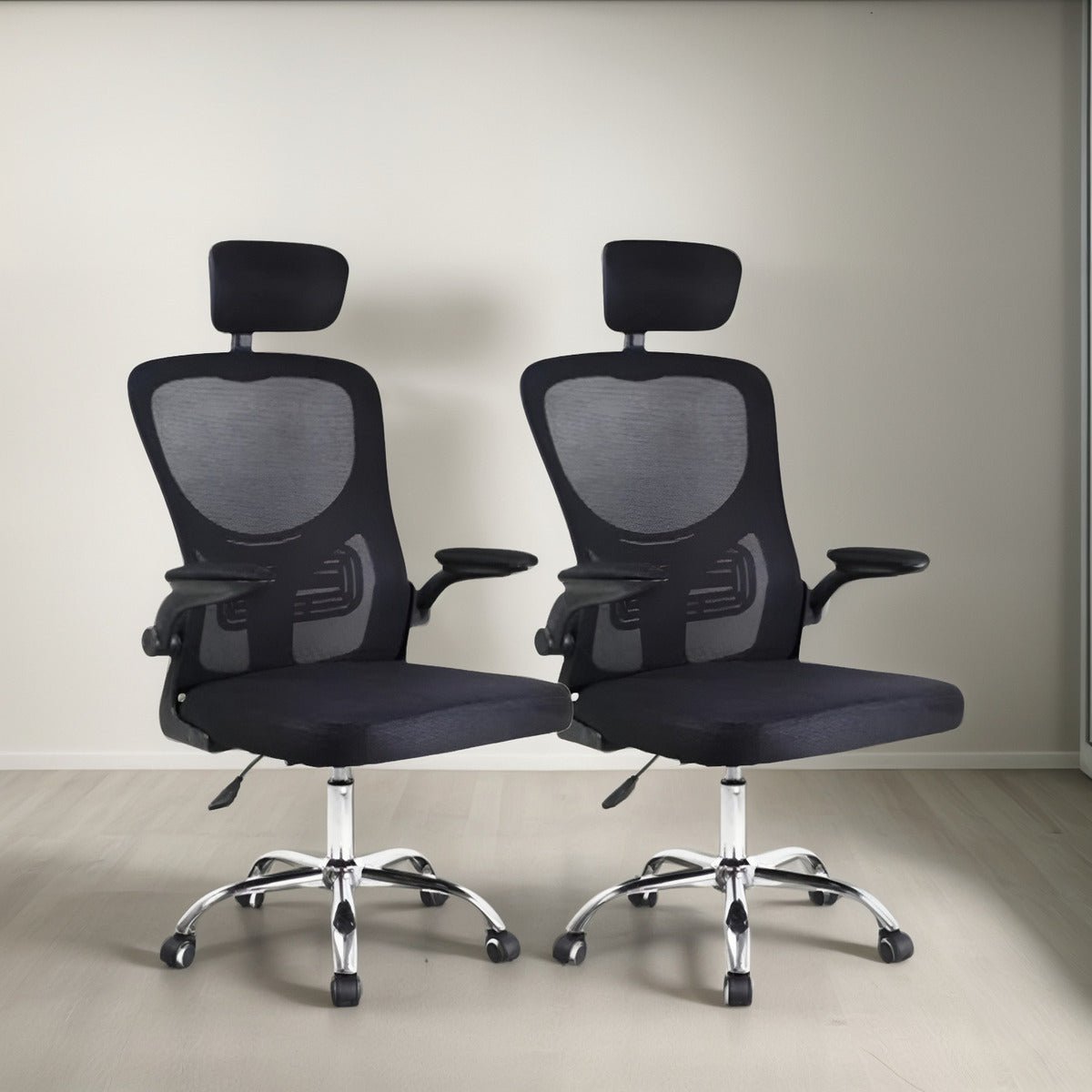 Kit 2 Cadeira De Escritório Giratória Preta Com Rodinhas Cor Preto - Lar Sereno - Imagem 8