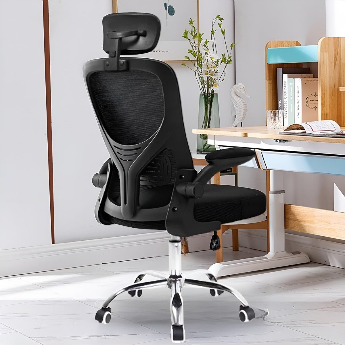 Kit 2 Cadeira De Escritório Giratória Preta Com Rodinhas Cor Preto - Lar Sereno - Imagem 4