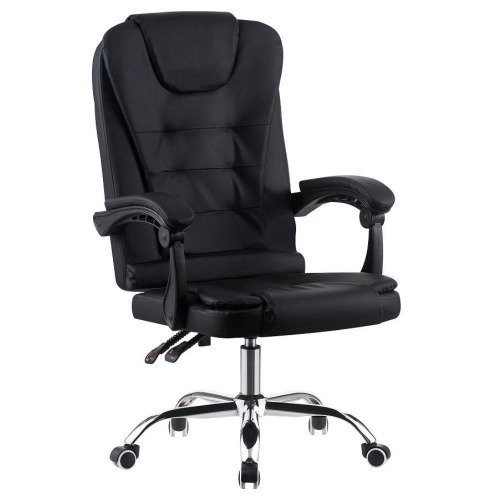 Cadeira de Escritório Presidente Base Cromada com Rodinha Preta - Lar Sereno - Imagem 4