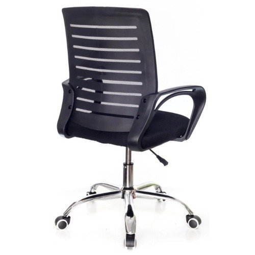 Cadeira De Escritorio Com Base Cromada – Preta - Lar Sereno - Imagem 3